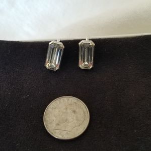 Vintage Crystal Sterling Silver Screw Back Earrings
